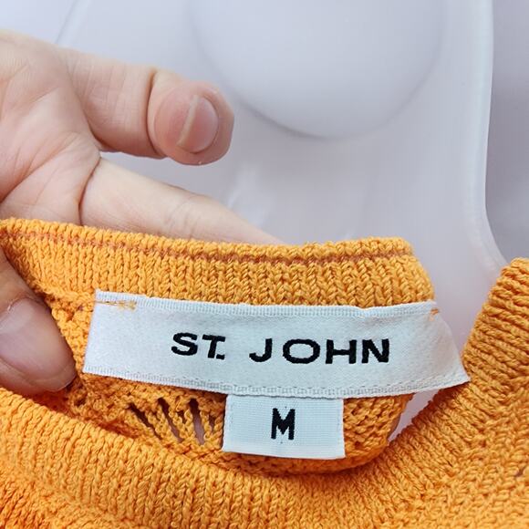 St. John Orange Round Neck Shell Tank Top Wool Blend Sweater Size Medium - Picture 3 of 5